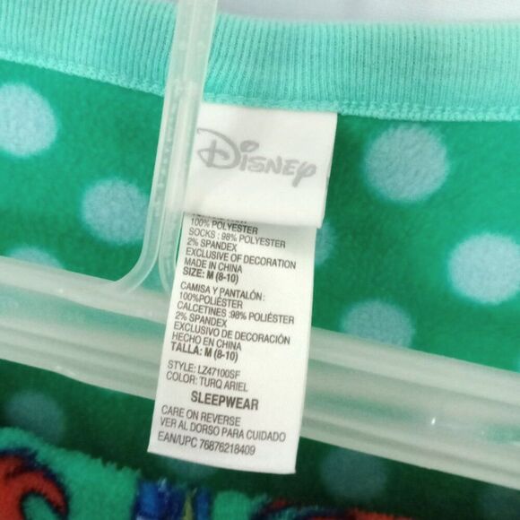 Disney Little Mermaid 2 Pc Flannel Pajama Set Top Bottom PJs Sleepwear Women Med - Picture 5 of 5